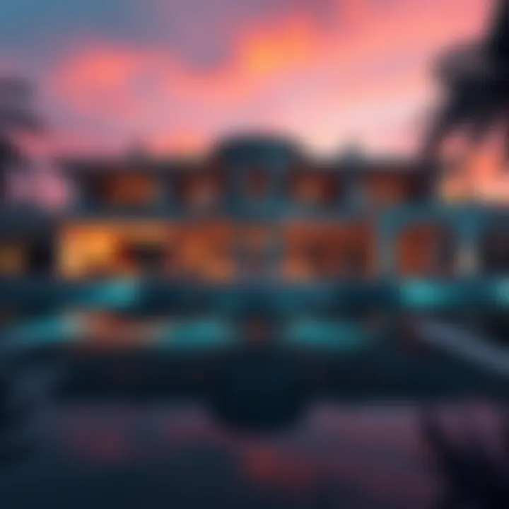 A luxurious mansion called La Fin featuring modern architecture and a stunning facade, placed on the market for $100 million and accepting cryptocurrency offers.