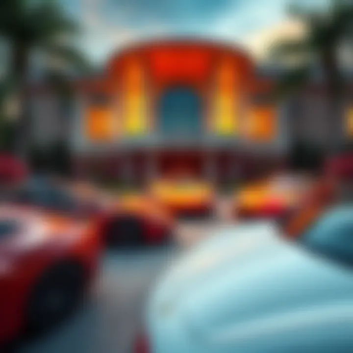A collection of luxury cars parked in front of a lavish mansion, showcasing the wealth of Bitcoin investors.