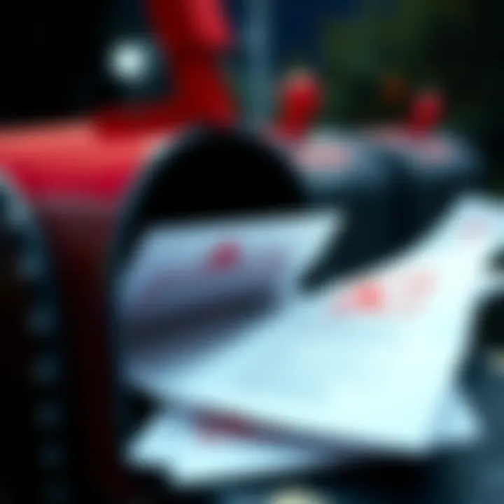 A close-up of a mailbox with suspicious letters, highlighting the shift from online to physical mail scams targeting crypto information.