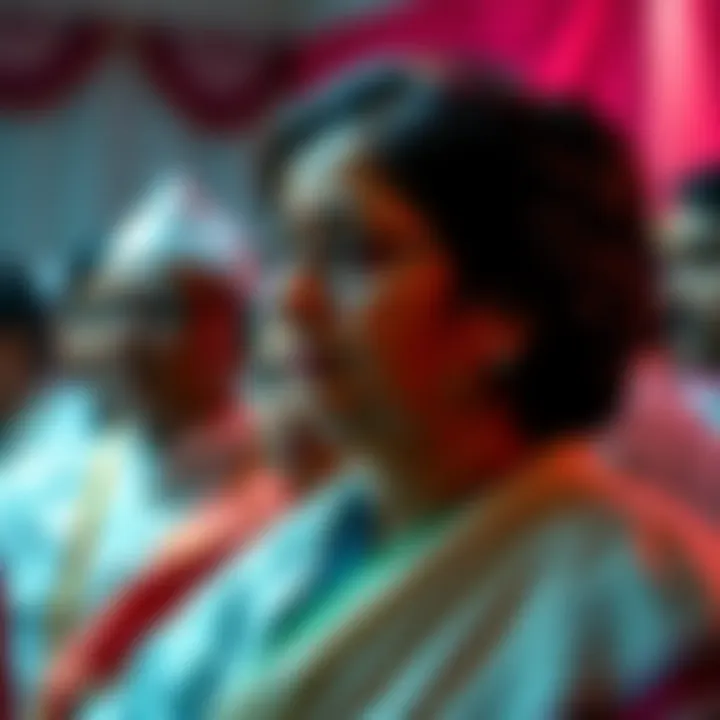 Mamata Banerjee under pressure Mamata Banerjee standing in front of Trinamool Congress party members with a concerned expression, showing signs of dissent among party members.