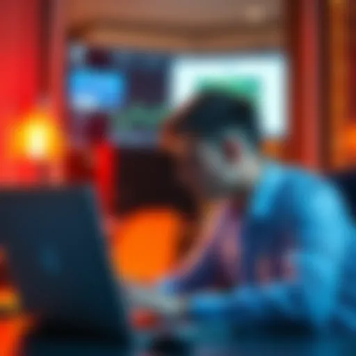 A man frustrated while trying to convert stuck USDC on his laptop