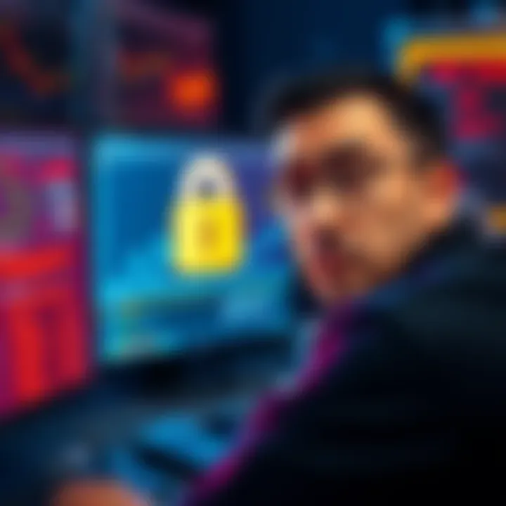 A man looks frustrated while staring at a computer screen showing a locked digital wallet, representing his lost buttcoin access.