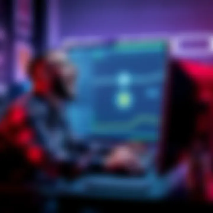 A man sitting at a computer, laughing while typing messages that mock Bitcoin enthusiasts on forums