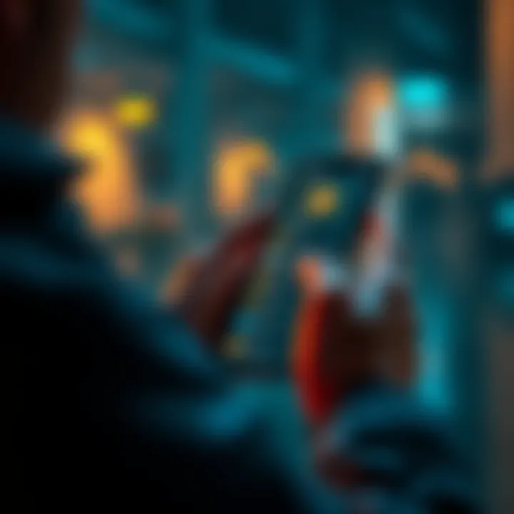 A person using the Exodus app to manage multiple cryptocurrency wallet addresses on a smartphone