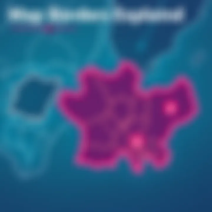 Illustration showing badge areas defined by map borders with city outlines