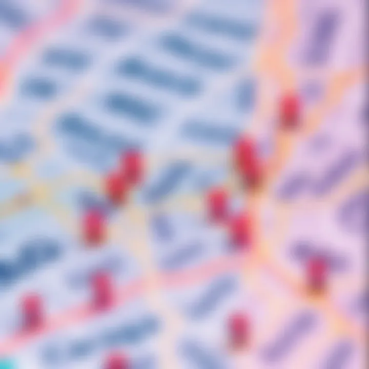 A close-up of a digital map showing empty areas where seller posts should be, indicating a problem with the app's functionality.