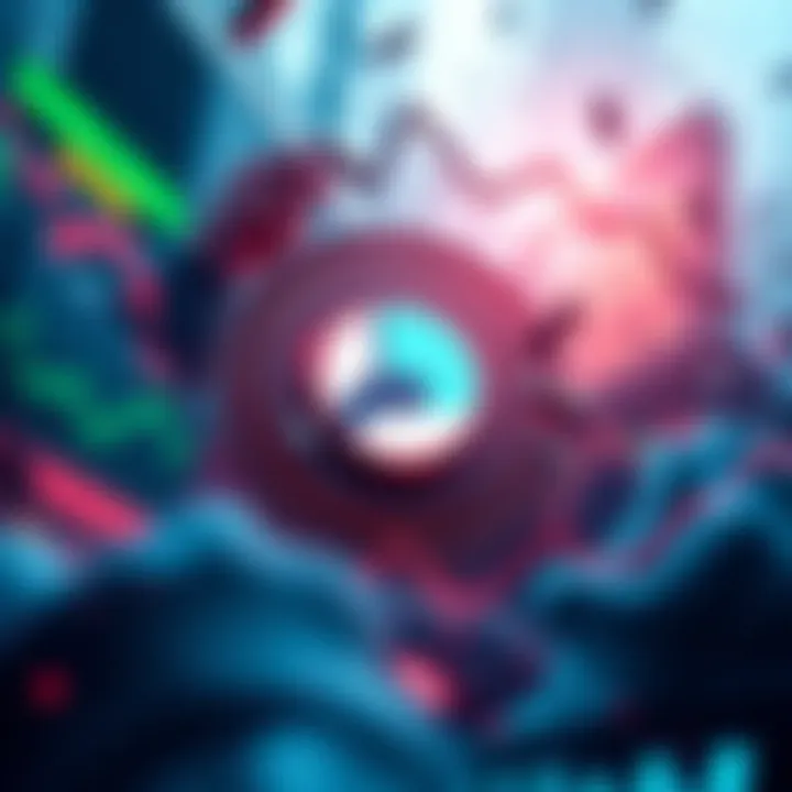 Market chaos and rising Link value Visual representation of market chaos with fluctuating graphs and Link logo, symbolizing potential increase in price amidst turmoil