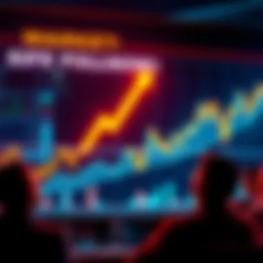 A downward trending chart showing a steep decline below 79k, with arrows indicating falling prices and concerned investors looking on.