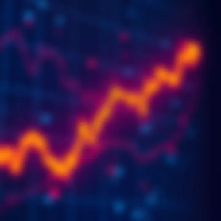 A downward trend line on a stock market chart highlighting a potential market dump.