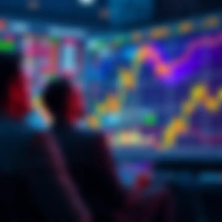 Market Recovery Investors looking at rising market graphs, feeling optimistic about financial recovery from -83% to -76%