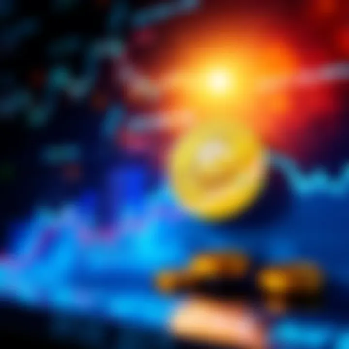 Graph showing declining stocks and rising Bitcoin alongside gold prices