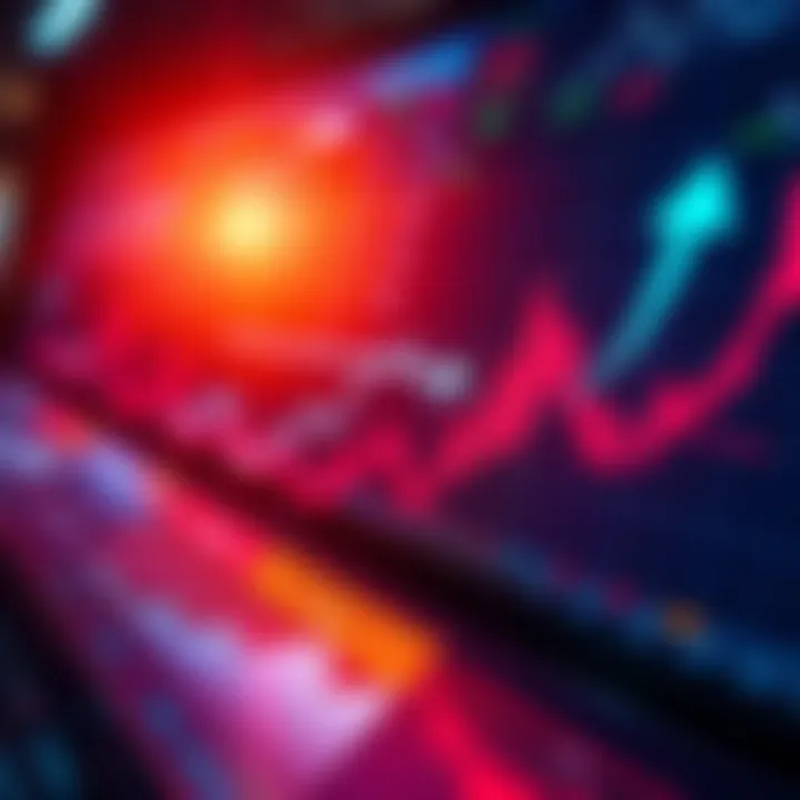 A chart showing rising and falling market trends with arrows indicating fluctuations, symbolizing the concept of pump and dump schemes.