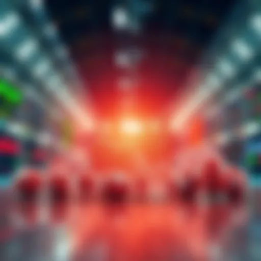 Graph showing market dip with international sports event icons around