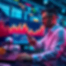 A market analyst reviewing charts and trends related to Bitcoin's future in a digital environment.