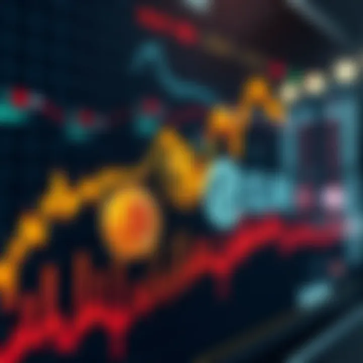 A graph showing a downward trend in cryptocurrency prices with Bitcoin and Solana logos