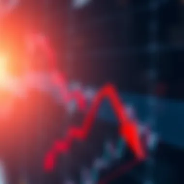 Market Downturn Stock market chart showing decline with red arrows indicating loss