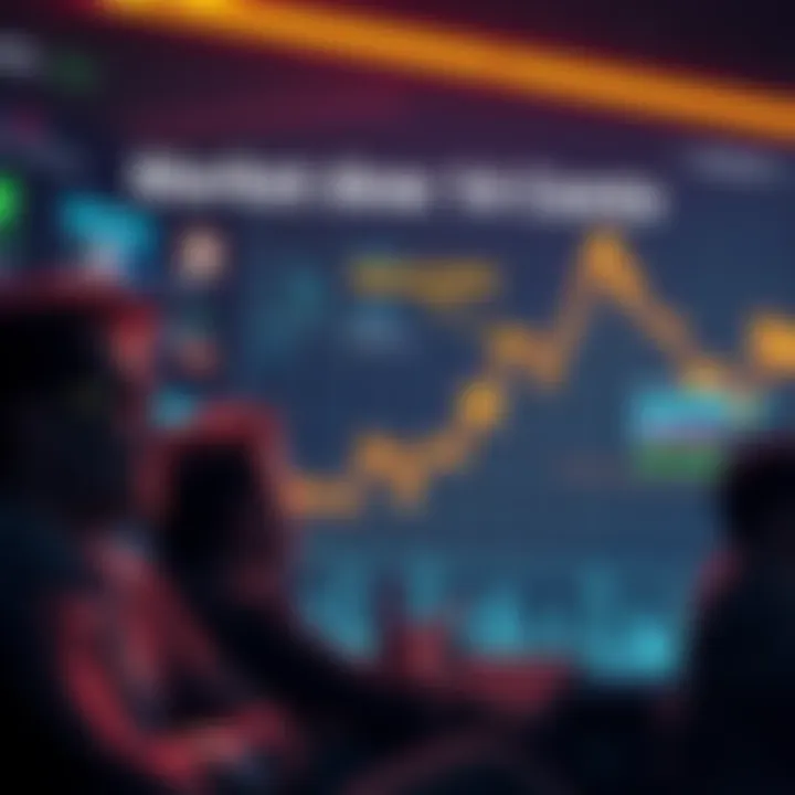 A graph showing a steep decline in market value, dropping to 14 cents, with worried investors looking on.