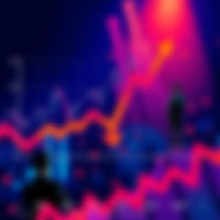 Market Drop Illustration Graph showing a decline in market value with arrows pointing downwards and worried investors observing the trend