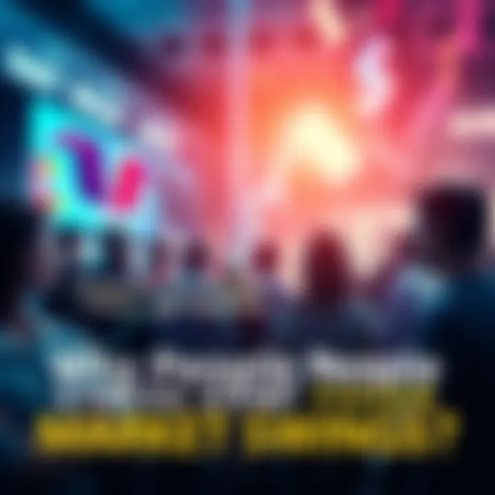 Graph showing rising and falling trends of the dollar with concerned people in the background