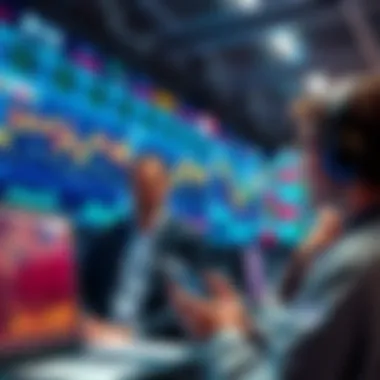 Traders observing market trends with charts and graphs in the background, signaling potential price changes due to upcoming meetings.