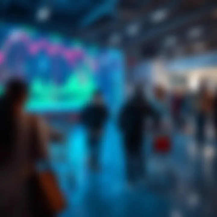 People anticipating market recovery with shopping carts and stock charts in the background