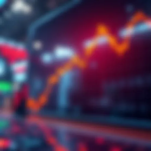 A stock market chart showing a sharp decline followed by a rise, representing buying the dip after losses.