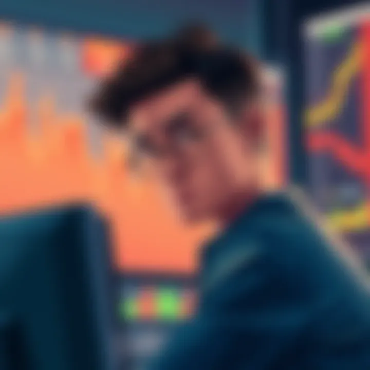 A person looking confused while observing stock market charts on a computer, symbolizing struggles with market timing.