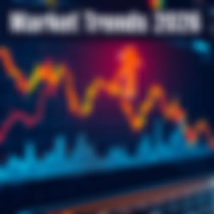 A stock market chart showing upward trends with a graphic of a downward arrow indicating a potential crash in 2026.