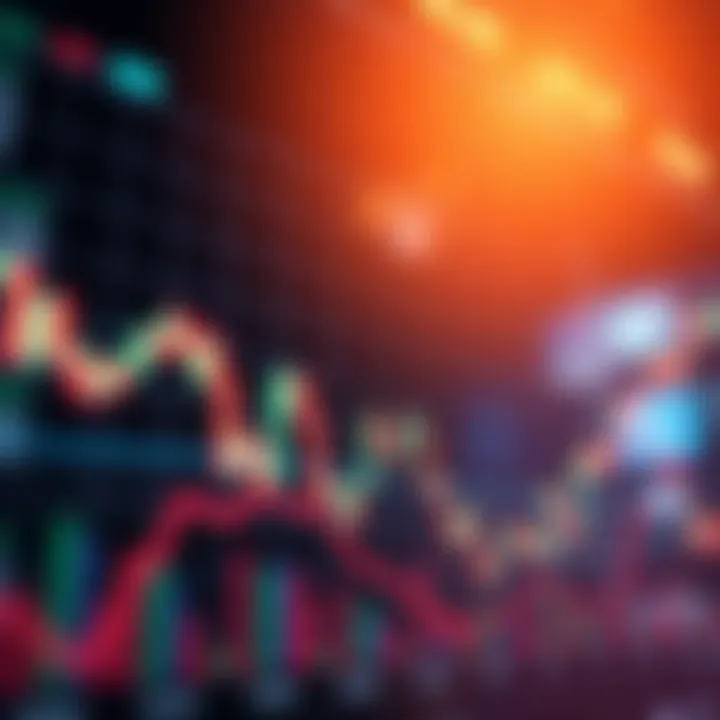 A graph showing market trends with arrows indicating potential decline