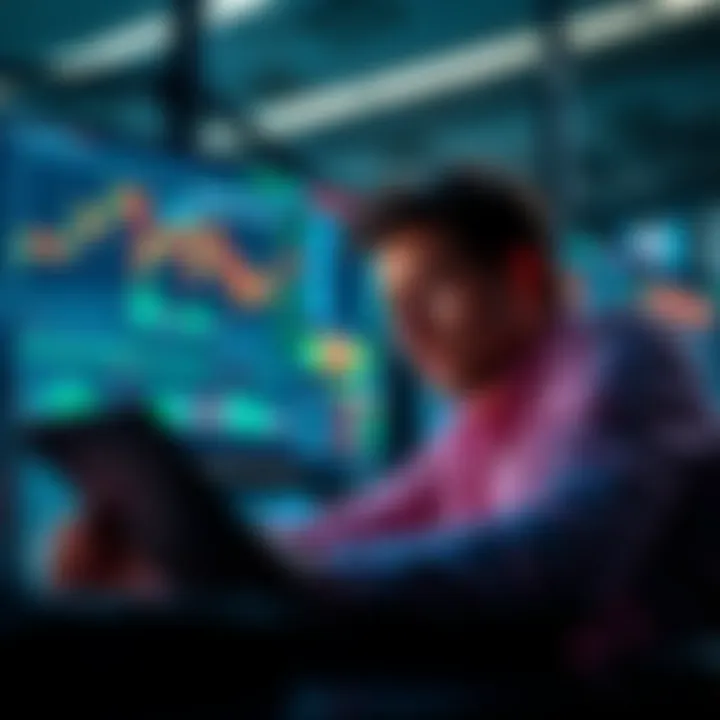 Market Trends Analysis A person analyzing stock market charts and financial data on a laptop with a worried expression.