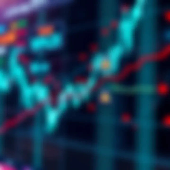 A stock market graph showing a downward trend with an overlay of warning symbols, indicating potential instability due to political changes.