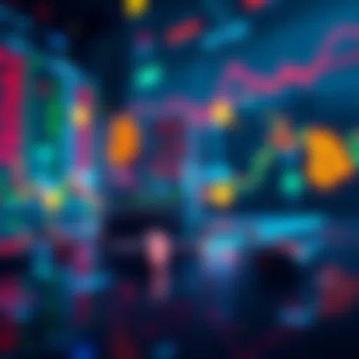 Market Turmoil Illustration A visual representation of market instability with fluctuating stock charts and Bitcoin symbols