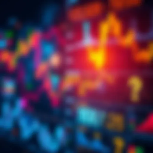 An abstract representation of fluctuating stock charts with question marks and symbols of manipulation.