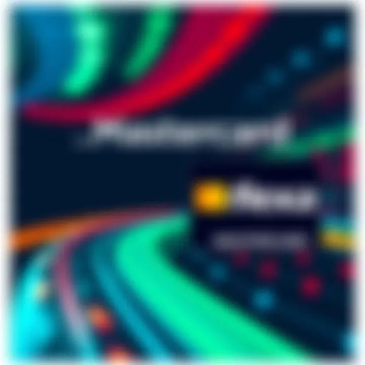 Visual representation of Mastercard logo alongside Flexa logo with payment rails graphic