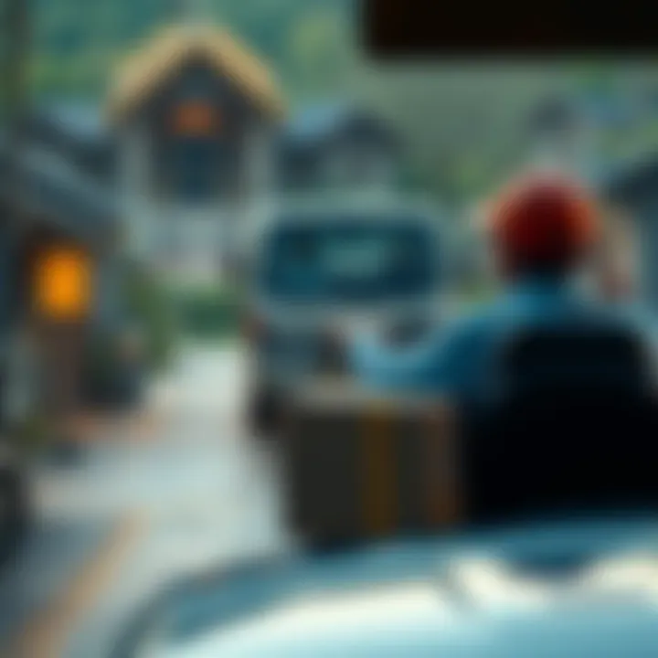 A delivery driver observes a quiet small village with limited activity and parcels, highlighting the role of the Mayor.