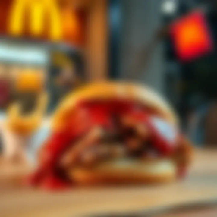 A tasty McRib sandwich with BBQ sauce served in a bun, ready to eat.