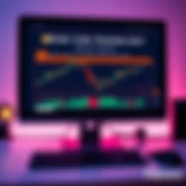 A computer screen displaying a meme coin trading bot interface, with candlestick charts and cryptocurrency icons.