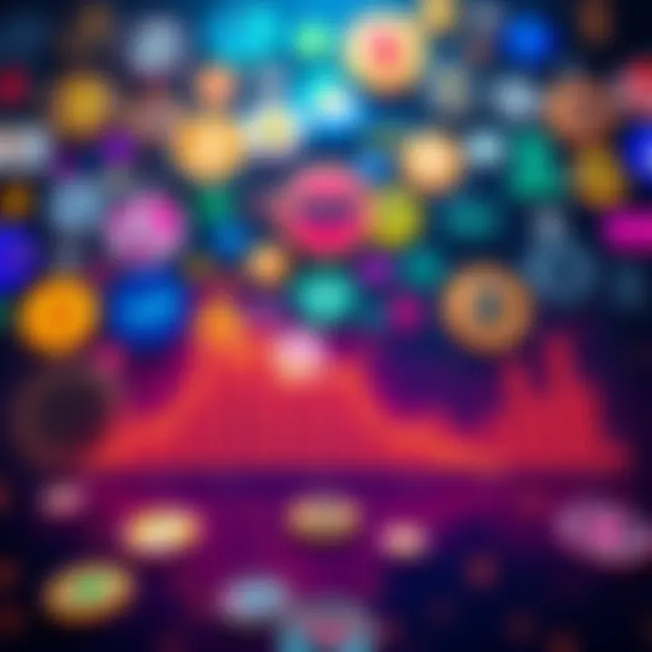 Memecoins Impact on Crypto A chart showing the decline in altcoin values against a backdrop of popular memecoin logos, symbolizing market dilution.