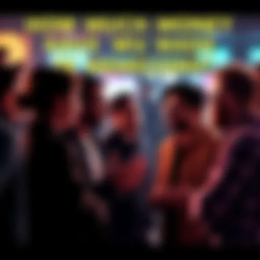 People discussing memecoins profit Group of people sharing stories about their earnings from memecoins in a lively conversation
