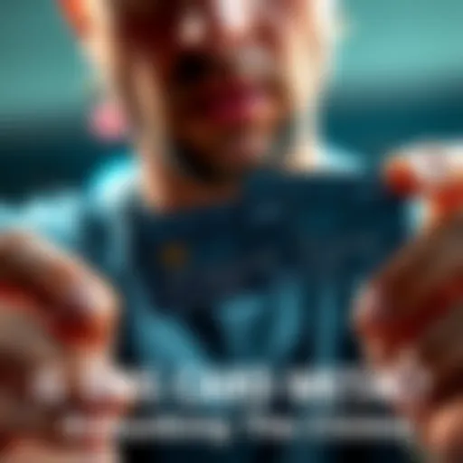 A person comparing a metal card to a plastic card to check authenticity.