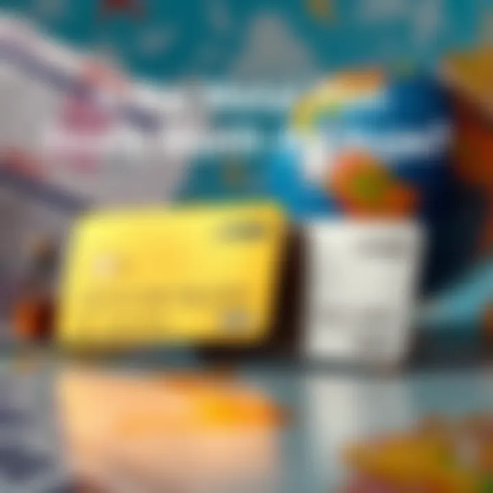 Physical metal credit cards featuring gold and platinum options displayed against a travel-themed backdrop with airline tickets and a globe