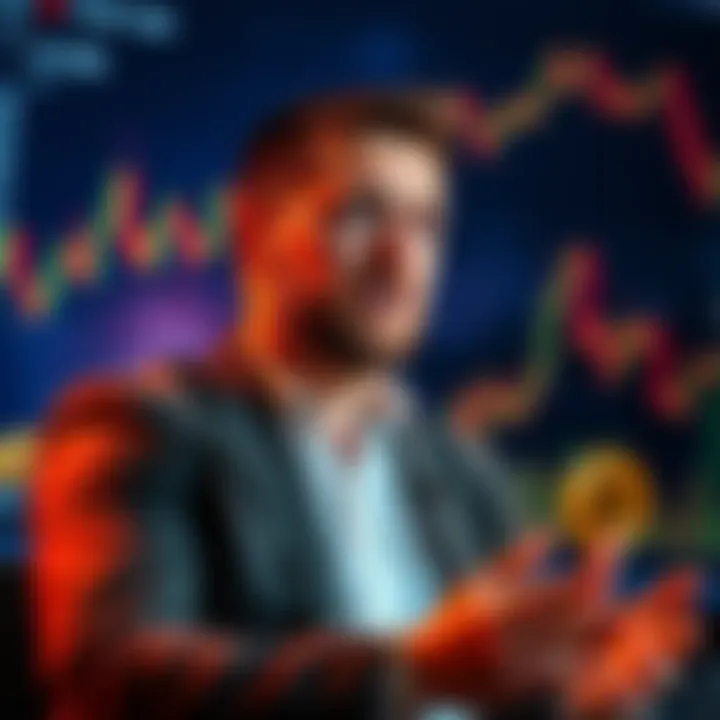 Michael Saylor speaking about Bitcoin with charts in the background