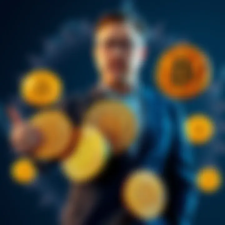 Michael Saylor stands with Bitcoin symbols, showing his investment of $2.54 billion, representing 4% of total Bitcoin supply.