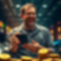 Michael Saylor, a Bitcoin investor, buying Bitcoin coins with a digital wallet, showing excitement for his investment strategy.