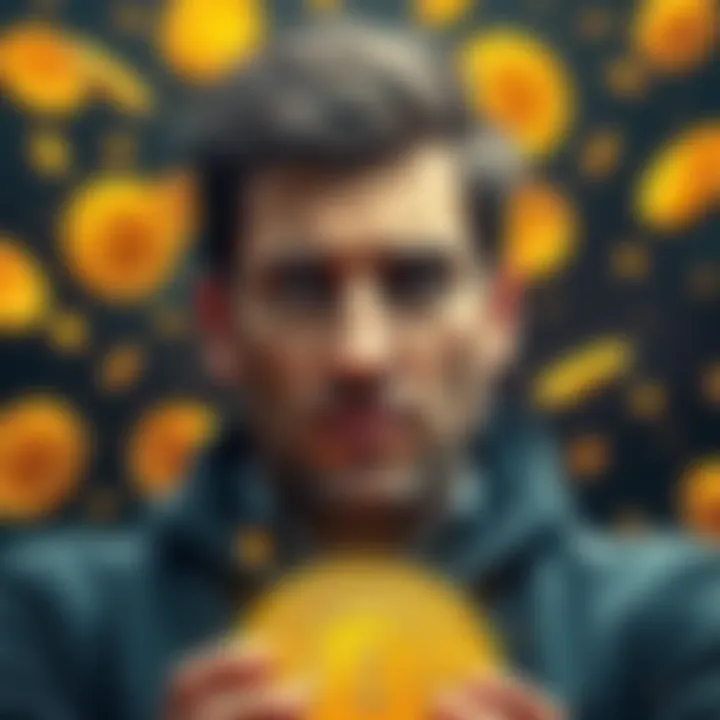 Michael Saylor surrounded by Bitcoin symbols, showing a concerned expression amidst swirling rumors