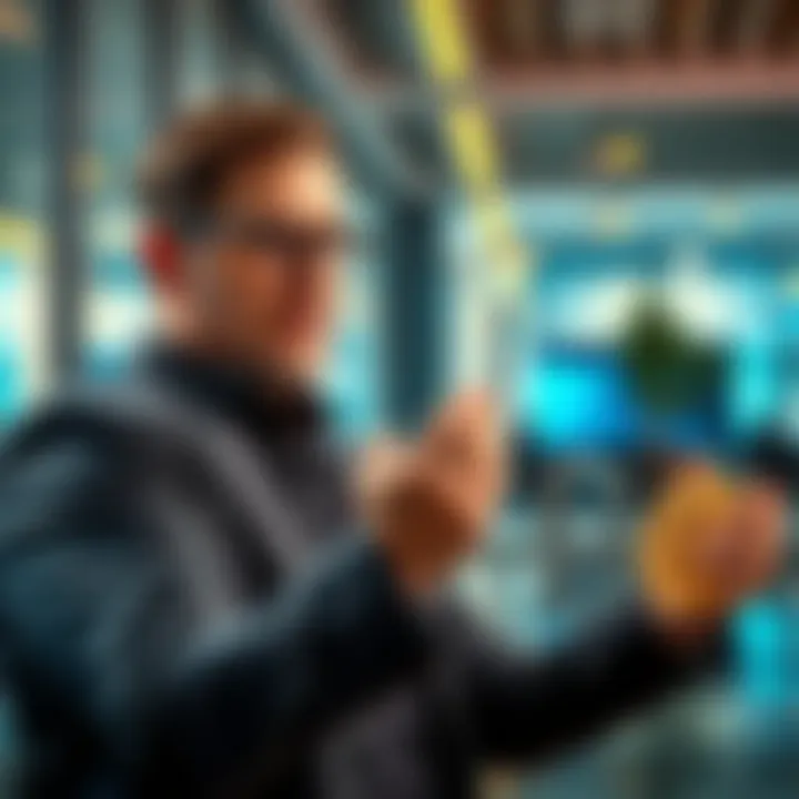 Michael Saylor discussing Bitcoin strategies in a modern office setting