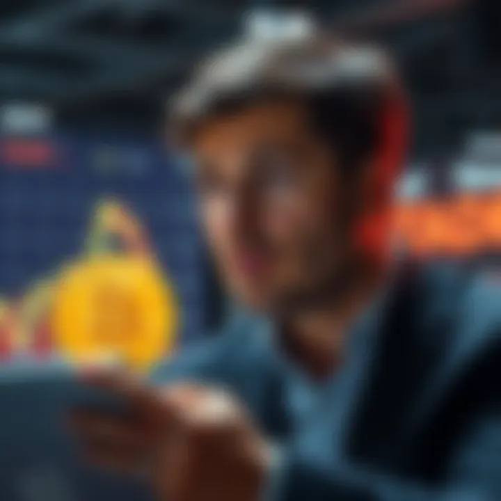Michael Saylor Selling Bitcoin Michael Saylor looks distressed while observing a Bitcoin chart showing a downward trend, symbolizing his controversial selling decision.