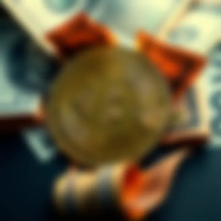 A graphic showing a Bitcoin symbol with dollar bills, representing MicroStrategy's $45 billion profit from Bitcoin investments.