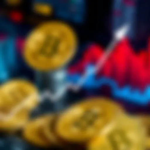 MicroStrategy Bitcoin Sale Graphic showing Bitcoin symbols with a downward trend line, indicating a market decline due to MicroStrategy's sale of Bitcoin.