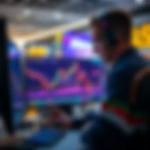 A trader looks at a digital chart showing a mid-cap token's price and trading volume on a computer screen, with $2.5K worth of ETH visible.